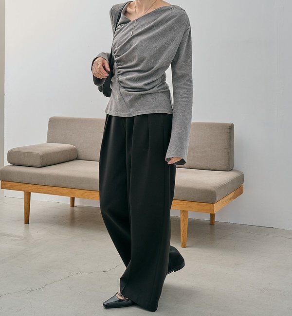  「ドレープアシメネックTシャツ」|Tシャツ・カットソー|