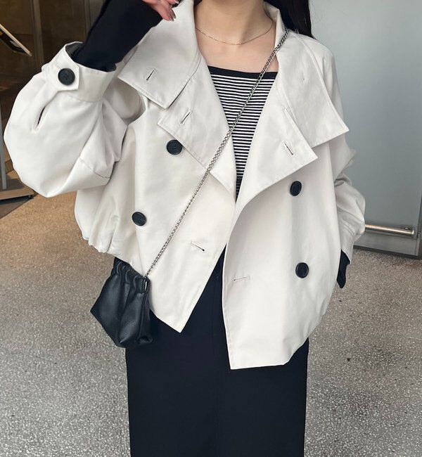  「【サイズ展開あり】ショートトレンチコート」|トレンチコート|