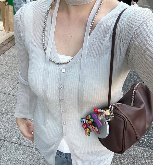  「【インフルエンサー＠komorin_コラボ】チョーカーリブカーディガン」|カーディガン|