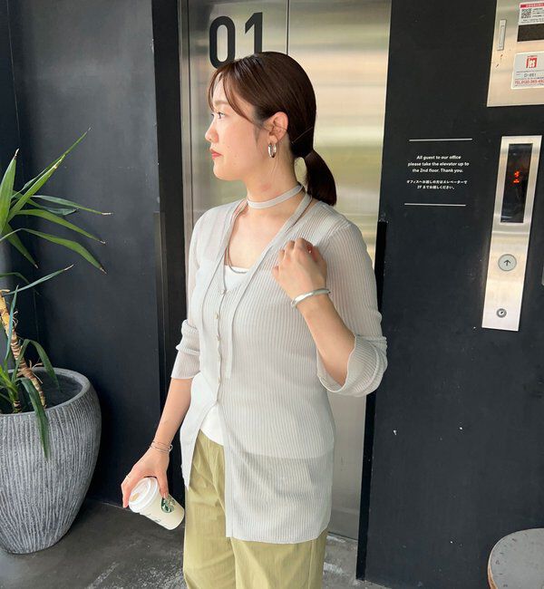  「【インフルエンサー＠komorin_コラボ】チョーカーリブカーディガン」|カーディガン|