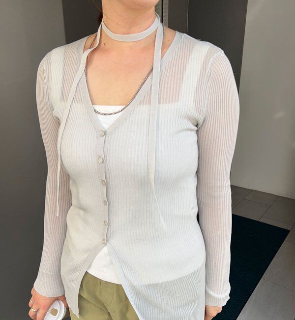  「【インフルエンサー＠komorin_コラボ】チョーカーリブカーディガン」|カーディガン|