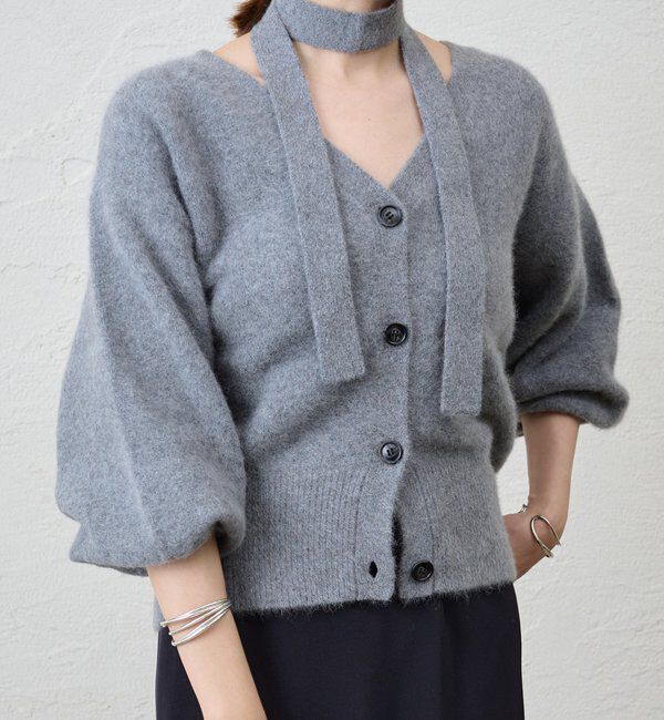  「ファーウールタイ付きカーディガン」|カーディガン|