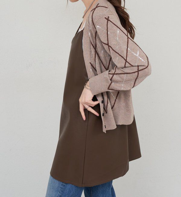  「《レイヤードにも◎》レザーチュニックキャミ」|シャツ・ブラウス|