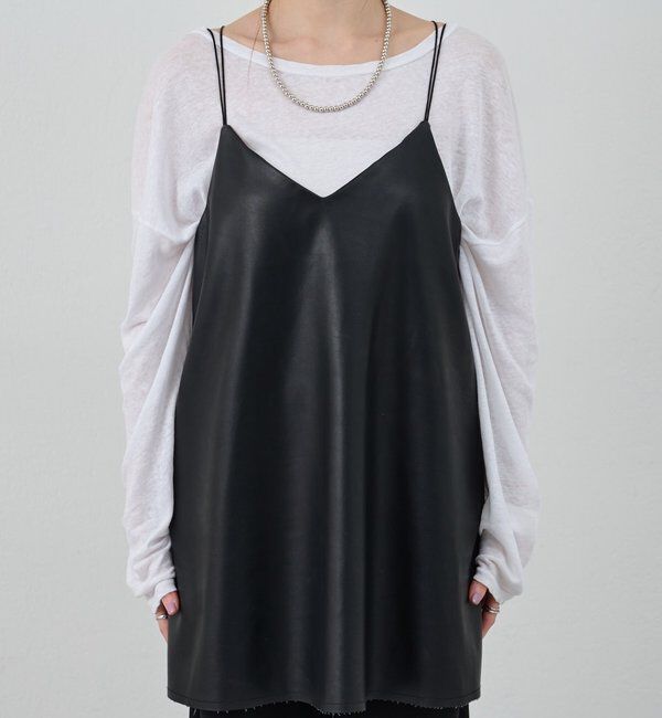  「《レイヤードにも◎》レザーチュニックキャミ」|シャツ・ブラウス|