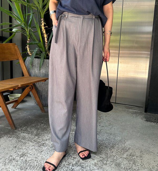  「ダブルタックストライプワイドパンツ」|チノ|