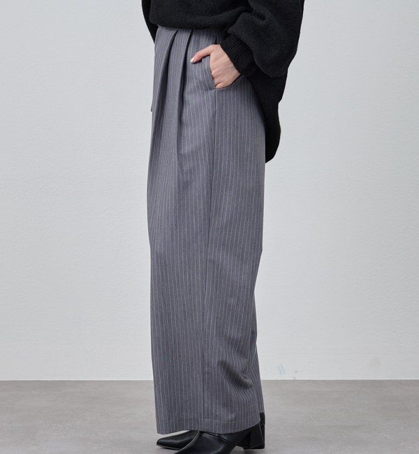  「ダブルタックストライプワイドパンツ」|チノ|
