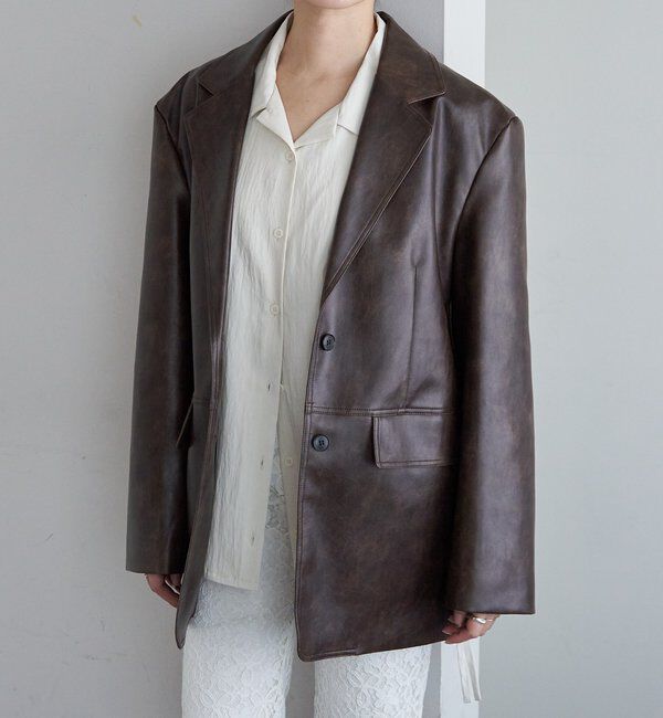  「レザーテーラージャケット」|テーラードジャケット|ブラウン