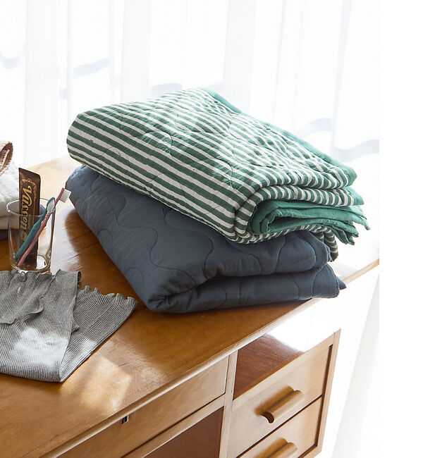 collex「ブロックプリントキルトケット ストライプ 140&times;200cm」|ブランケット|