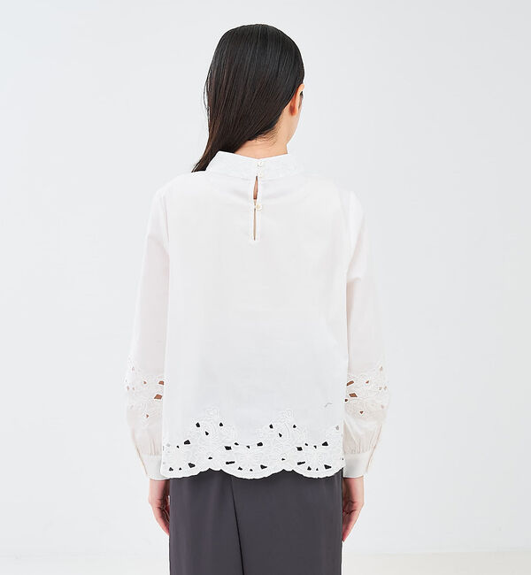 collex「レース切替スタインドカラーブラウス」|シャツ・ブラウス|