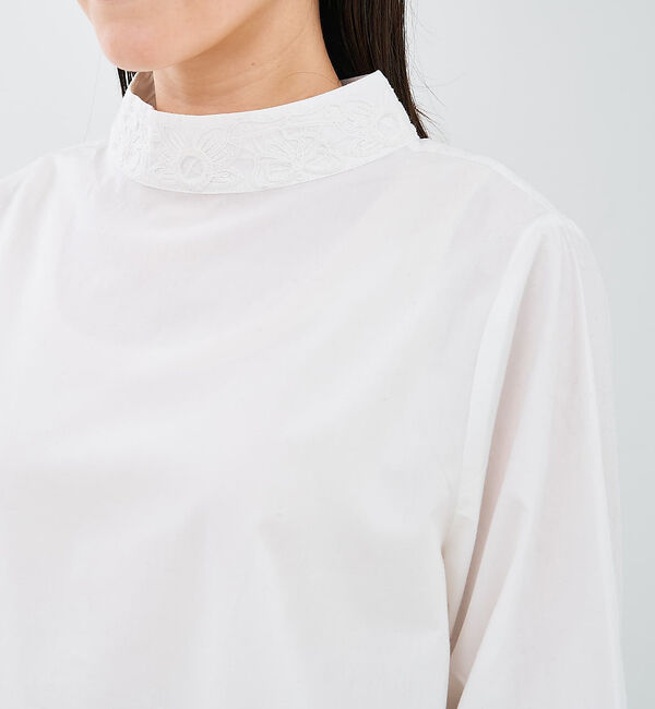 collex「レース切替スタインドカラーブラウス」|シャツ・ブラウス|