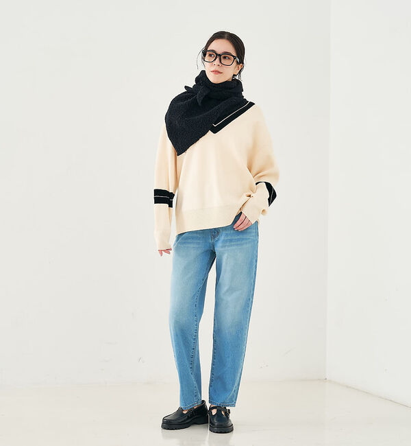 collex「配色ラインVネックニットプルオーバー」|ニット・セーター|