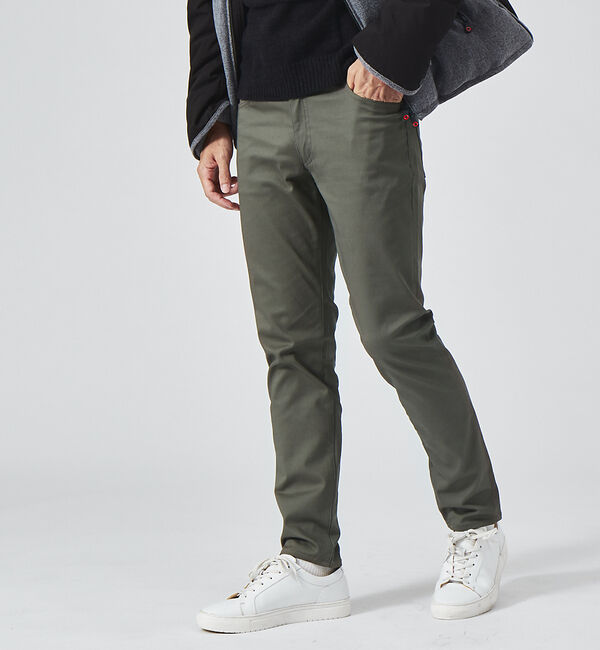 ABAHOUSE「【累計3万本突破】定番 ツイル ストレッチ スリムフィット 5ポケット パンツ」|その他|カーキ