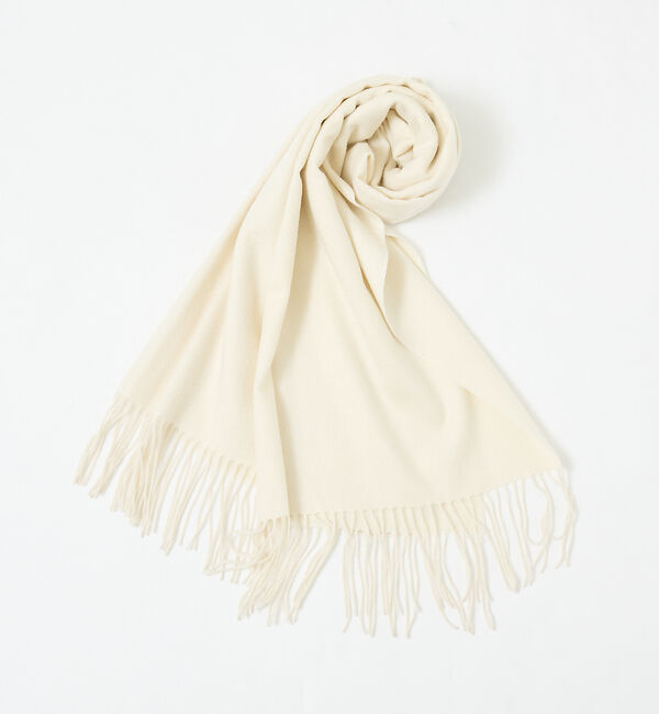 ABAHOUSE「カシミヤ100％ 大判 ベーシック マフラー 60&times;160」|マフラー|アイボリー