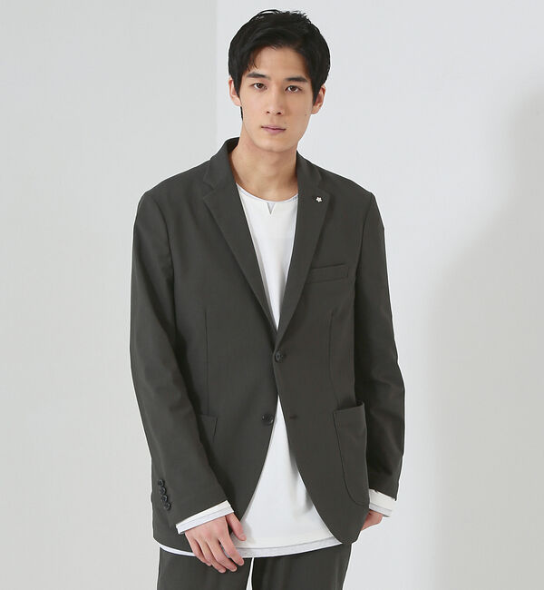 ABAHOUSE「【セットアップ対応/FLEX JACKET】トリコットツイル マルチストレッチ」|テーラードジャケット|チャコールグレー