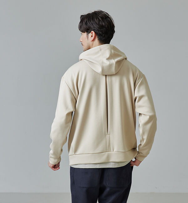ABAHOUSE「【インバーテッドプリーツ】ジップパーカー / ダンボールニット」|パーカー|ベージュ