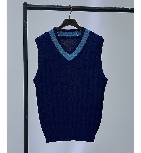ABAHOUSE「ケーブル編み チルデンベスト」|ベスト・ジレ|ネイビー