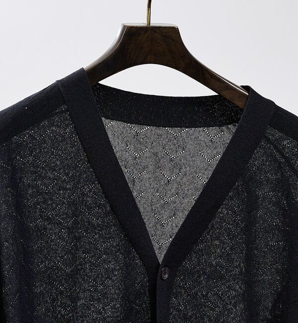 ABAHOUSE「【リネン混】透かし編み シアー カーディガン」|カーディガン|