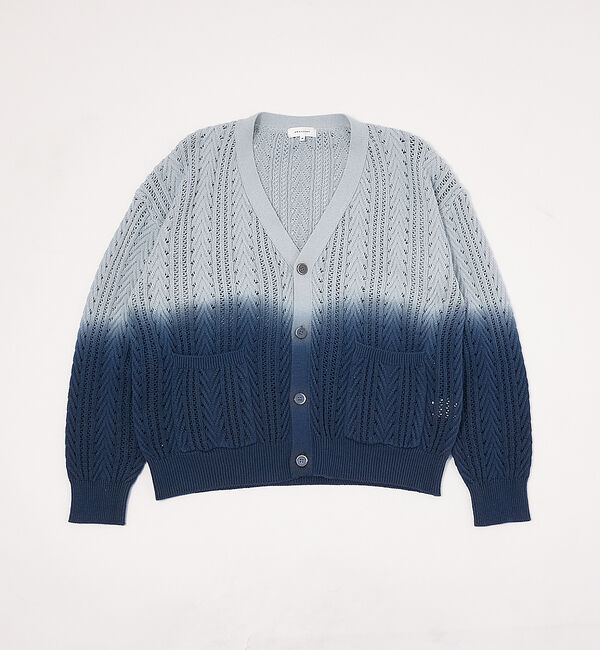 ABAHOUSE「【透かし編み】グラデーション シアー カーディガン」|カーディガン|サックスブルー