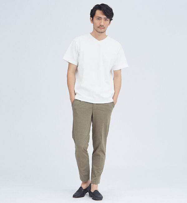 ABAHOUSE「【チェック柄】ジャガード Vネック 半袖 Tシャツ」|Tシャツ・カットソー|