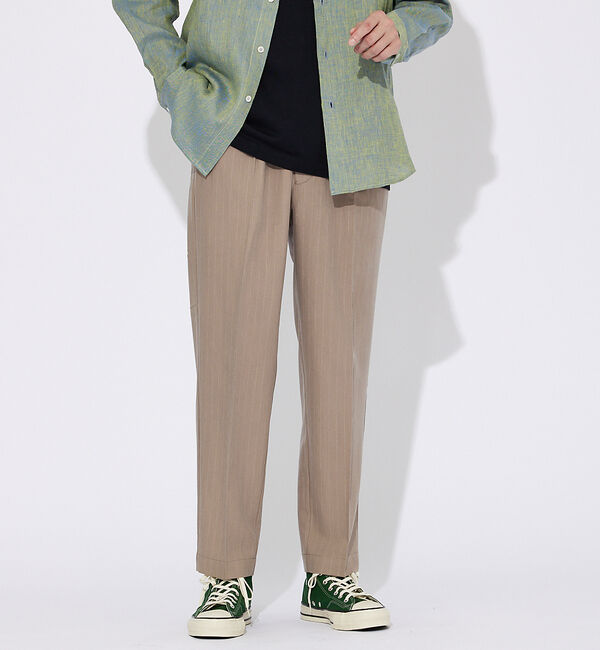 ABAHOUSE「【ストライプ】ワイド テーパードパンツ」|その他|ベージュ
