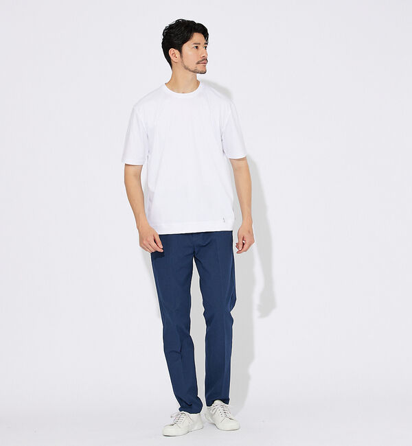 ABAHOUSE「【コットンシルケット】ポンチ クルーネック Tシャツ」|Tシャツ・カットソー|