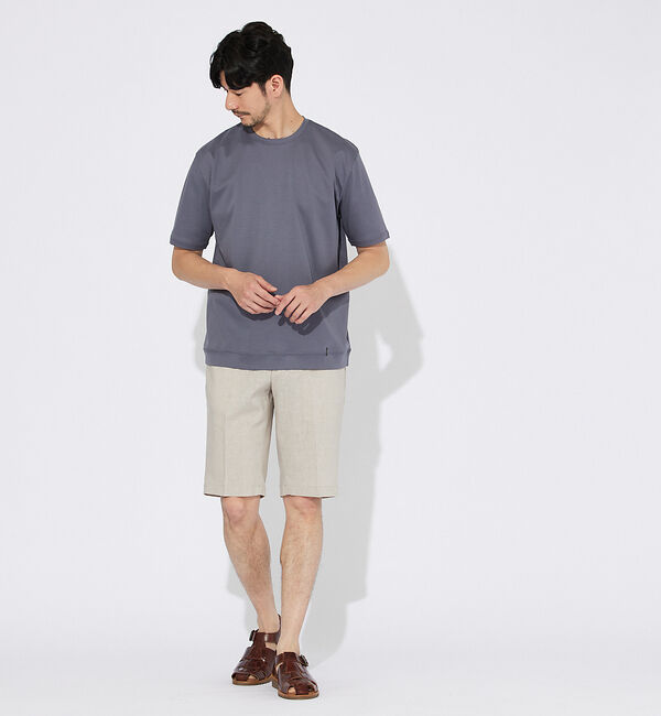 ABAHOUSE「【コットンシルケット】ポンチ クルーネック Tシャツ」|Tシャツ・カットソー|