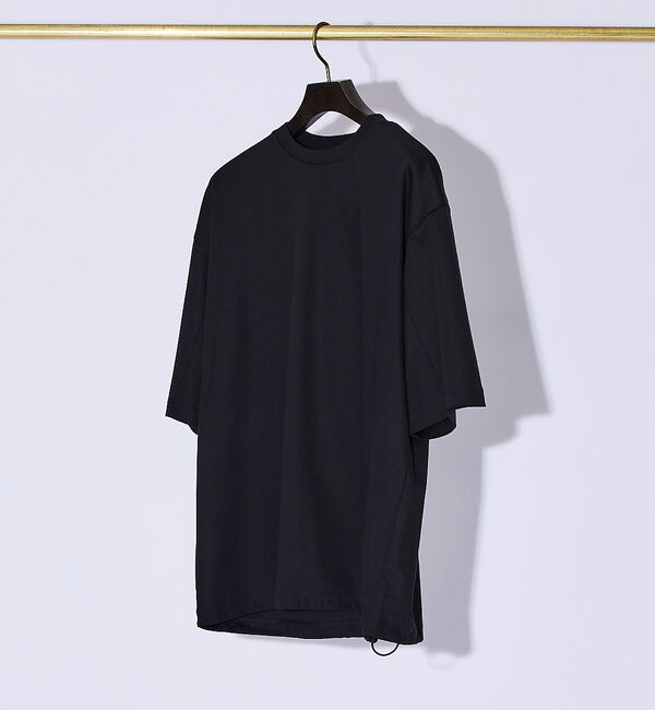 ABAHOUSE「【ドローコード】Wシルケット ドレープ Tシャツ / オーバーサイズ」|Tシャツ・カットソー|ブラック