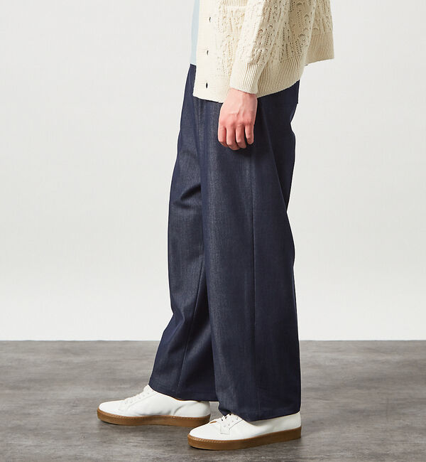 ABAHOUSE「デニムライク ワイドストレート スラックス / ワイドパンツ」|その他|ネイビー