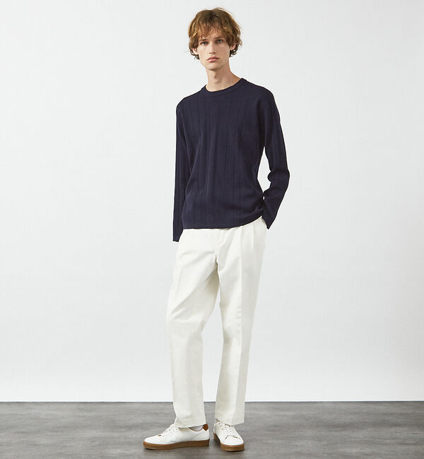 ABAHOUSE「ランダムストライプ 総針プルオーバーニット / クルーネック」|ニット・セーター|