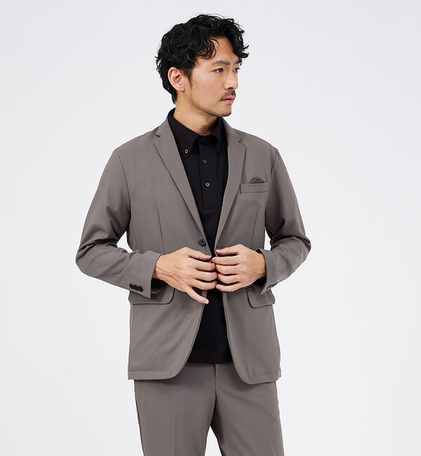 ABAHOUSE「【セットアップ対応】シルキータッチ ウォッシャブル ジャケット」|テーラードジャケット|モカ
