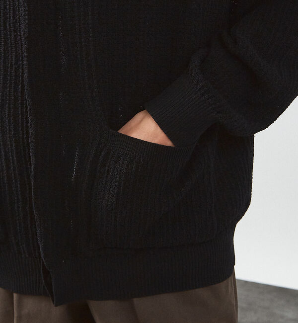 ABAHOUSE「【メッシュニット】ドライタッチ 比翼 カーディガン / シアーカーディガン」|カーディガン|