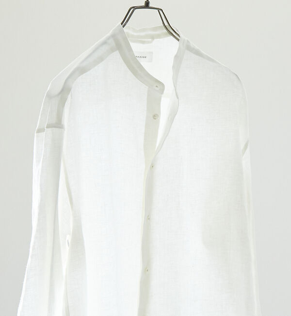ABAHOUSE「【LUXE Linen Solaro】バンドカラー リネンシャツ」|シャツ・ブラウス|ホワイト