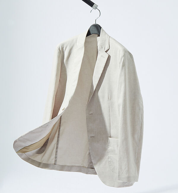 ABAHOUSE「【セットアップ対応】ソロストレッチリネン ライトジャケット / サマージャケット」|テーラードジャケット|ベージュ