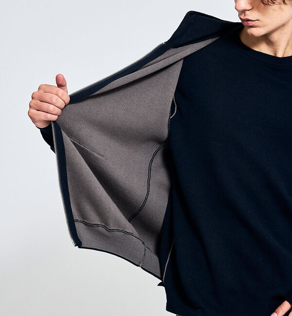 ABAHOUSE「【リバーシブルカラー】14Gコットン ニット ZIPパーカー」|パーカー|