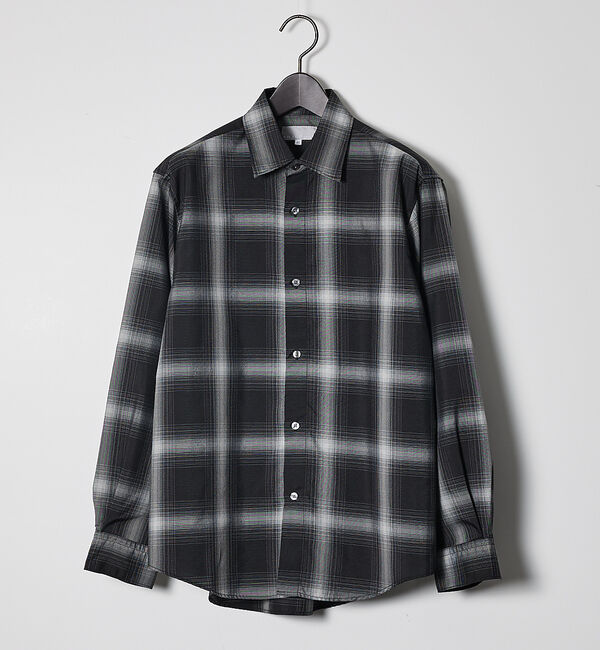 ABAHOUSE「【軽量 / 吸水速乾】セオアルファ オンブレーチェック 長袖シャツ」|シャツ・ブラウス|ブラック