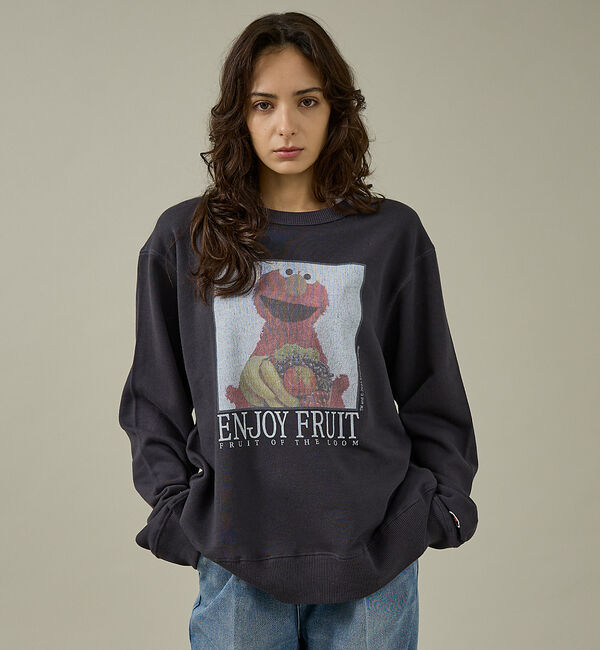 ABAHOUSE「【FRUIT OF THE LOOM】ロングスリーブ甘編み裏毛3/ELMO/ユニ」|スウェット・ジャージ|ブラック