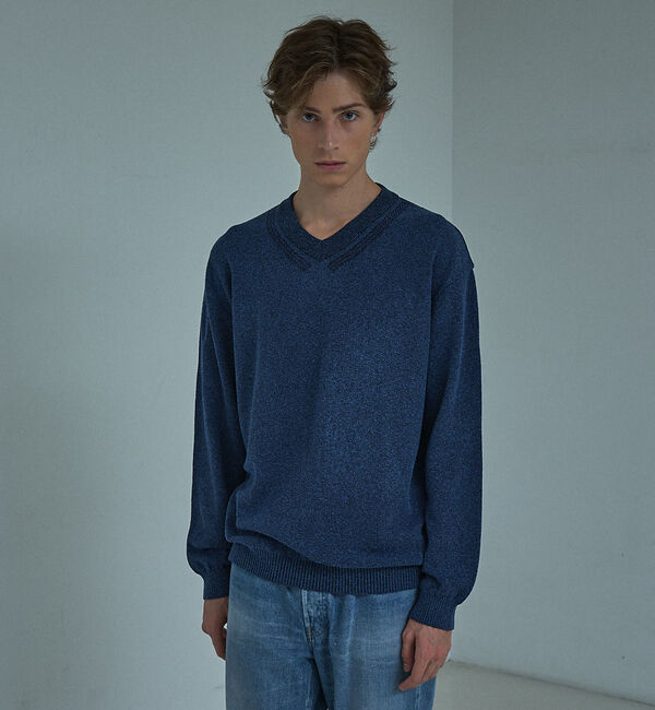 ABAHOUSE「WOOL MIX ブークレーＶネックニット」|ニット・セーター|