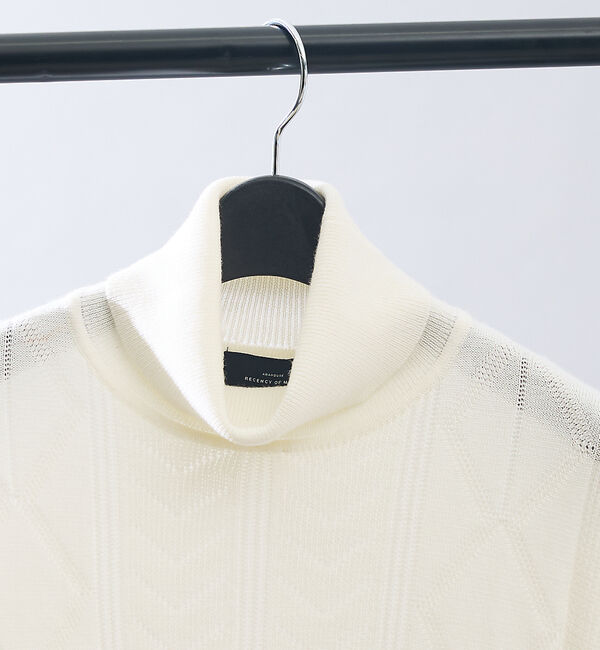 ABAHOUSE「Pure Merino ハイゲージ タートルネックニット / ケーブルニット」|ニット・セーター|