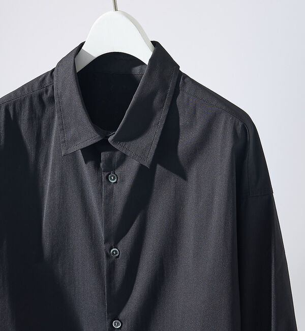 ABAHOUSE「ストレッチコットン レギュラーカラー リラックスシャツ / オーバーサイズ」|シャツ・ブラウス|ブラック