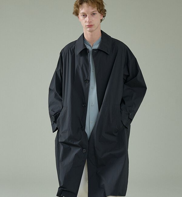 ABAHOUSE「クリスピーナイロン バルカラーコート / オーバーサイズ / 軽量 ストレッチ」|ステンカラーコート|