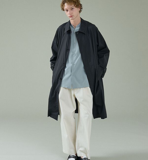 ABAHOUSE「クリスピーナイロン バルカラーコート / オーバーサイズ / 軽量 ストレッチ」|ステンカラーコート|