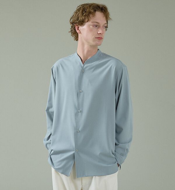 ABAHOUSE「Vネック スキッパーシャツ / バンドカラー」|シャツ・ブラウス|グリーン系その他1