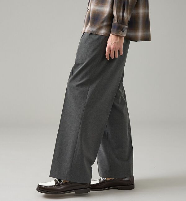 ABAHOUSE「トロストレッチ 2タック イージーワイドスラックス / ワイドパンツ」|その他|グレー