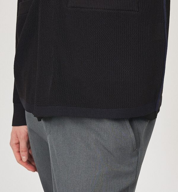 ABAHOUSE「2トーン シアーメッシュ 1ボタン カーディガン」|カーディガン|