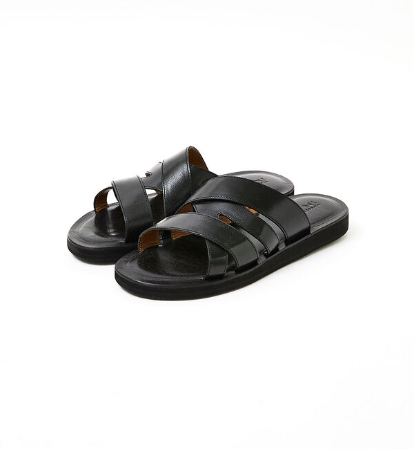 alfredoBANNISTER「【一部店舗＋WEB限定】クロスレザー アクセント サンダル」|サンダル|ブラック