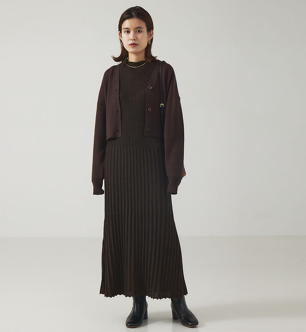 Rouge vif「ワイドリブニットワンピース」|ワンピース|チャコールグレー