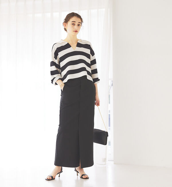 Rouge vif「リップルオープンカラーニット」|ニット・セーター|