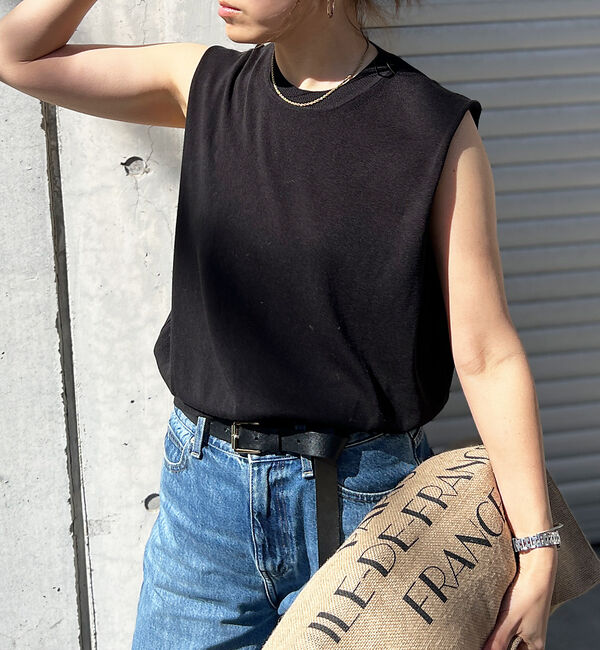 Rouge vif「ショルダータックハイゲージニットプルオーバー」|ニット・セーター|ブラック