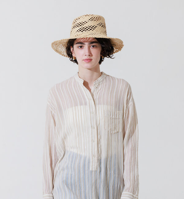 Rouge vif「シルク混シアーストライプ楊柳ワンピース」|ワンピース|