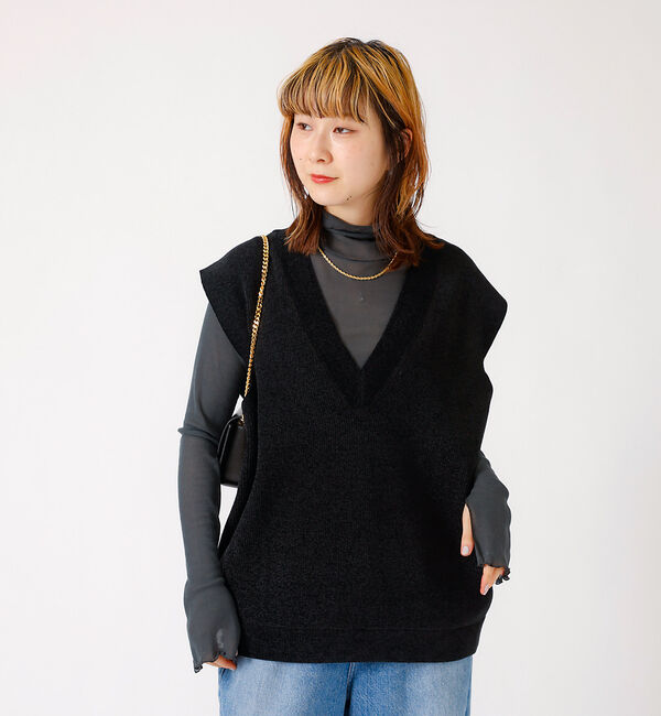 Rouge vif「モールニット片畔ベスト」|ベスト・ジレ|